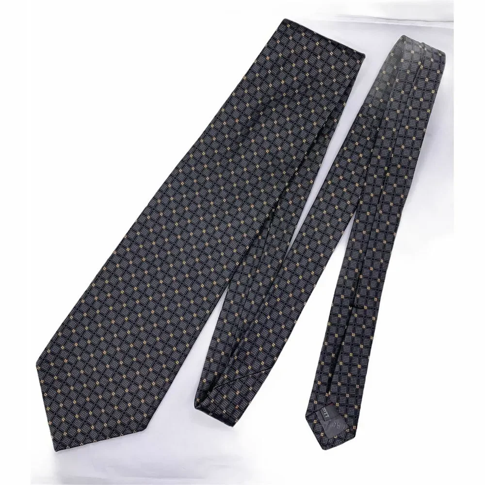 Robert Talbott‎ Tie 100% Silk Necktie Gray Yellow Check Pattern Mens 58
